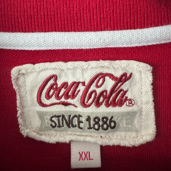Coca Cola Red Polo Shirt with White Coke Bottle Logo on chest 100% Cotton XXL - Picture 3 of 5